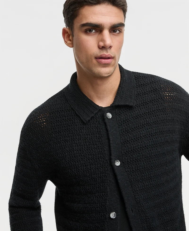 Mode of One Men's Relaxed-Fit Elio Long-Sleeve Polo Sweater, Macy's Exclusive