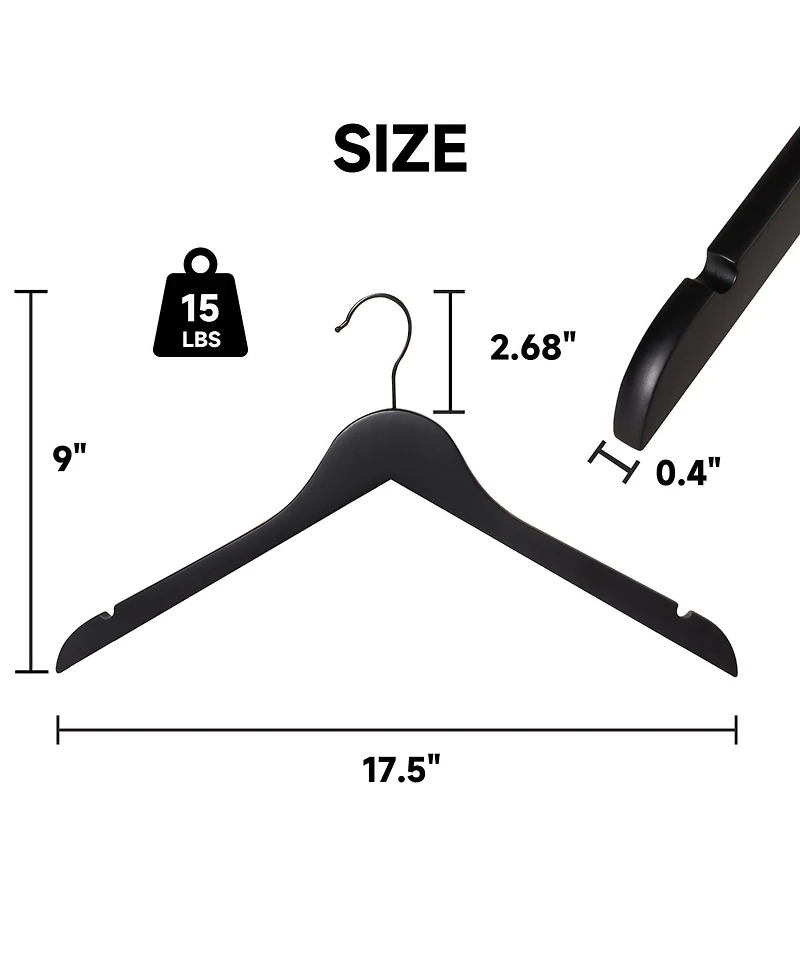 BP4U Premium Wooden Clothes Hangers, Solid Wood Coat Shirt top Hangers for Jackets, Shirts, Dresses, Blouse, Overcoat