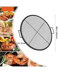 Ecooso 36" Round X-Marks Fire Pit Grill Grate, Heavy Duty Steel Cooking Grate with Handle and Support X Wire, Black