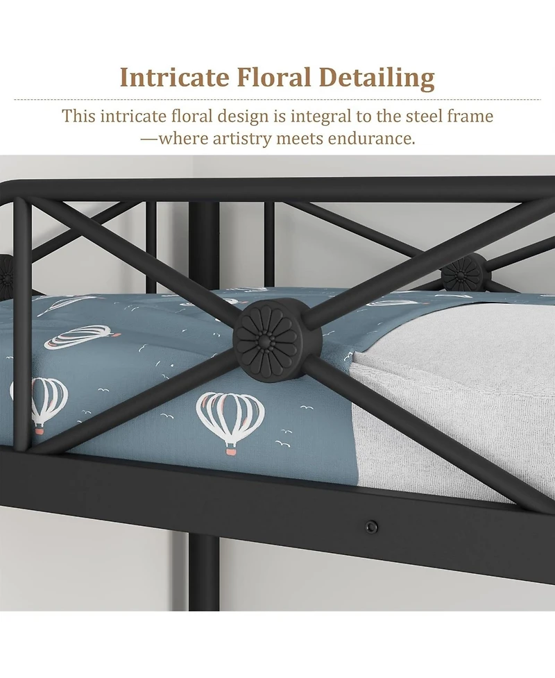 gaomon Twin Over Metal Bunk Bed, Modern Heavy Duty Steel Frame with Safety Guard Rails, Space-Saving Design for Kids Bedroom/School