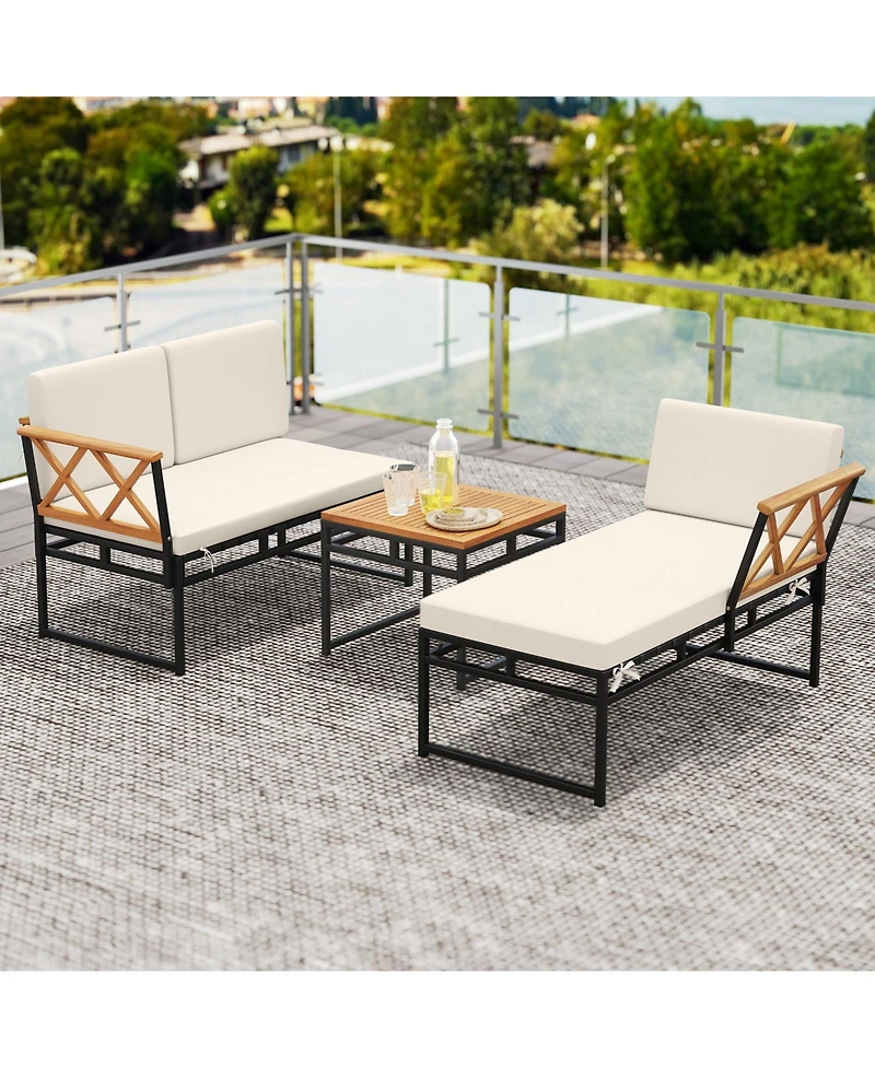 Slickblue L-Shaped 3-Piece Outdoor Furniture Set for Poolside and Porch