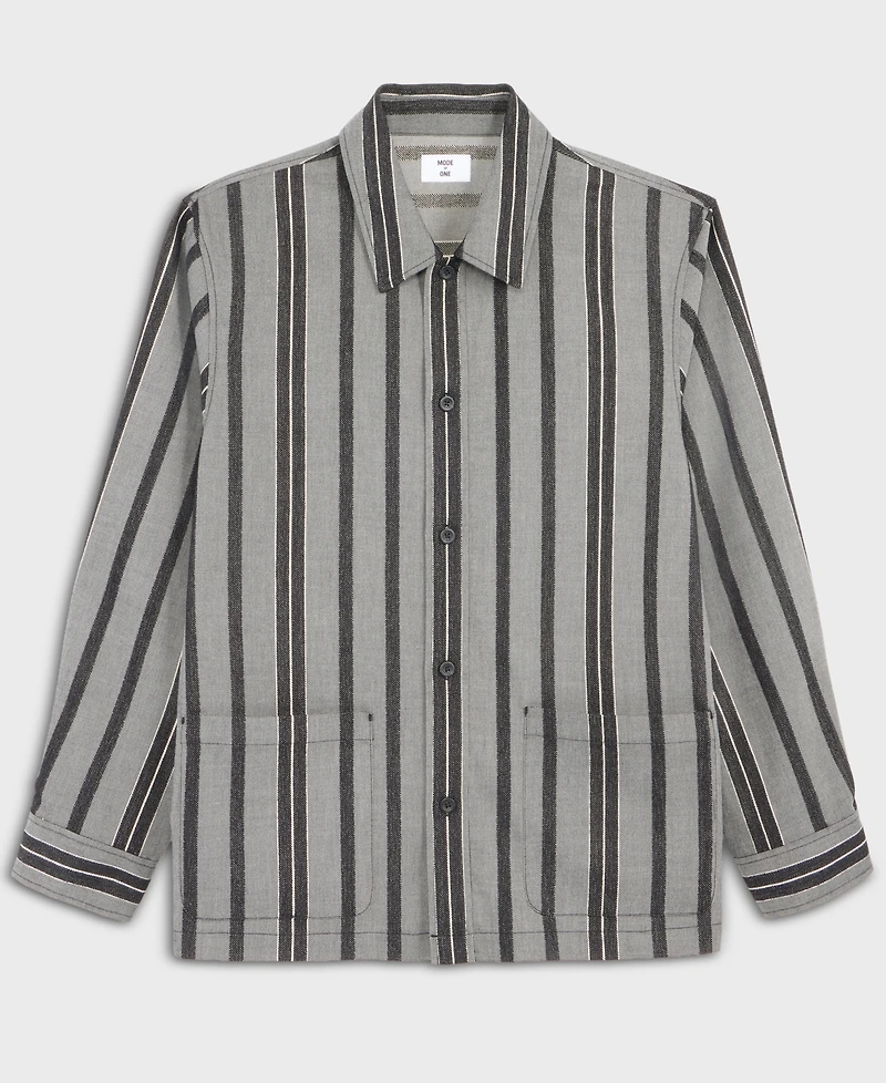 Mode of One Men's Relaxed-Fit Striped Overshirt, Macy's Exclusive