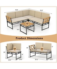 Slickblue Outdoor 4-Piece L-Shaped Sofa Set with Cushions and Table