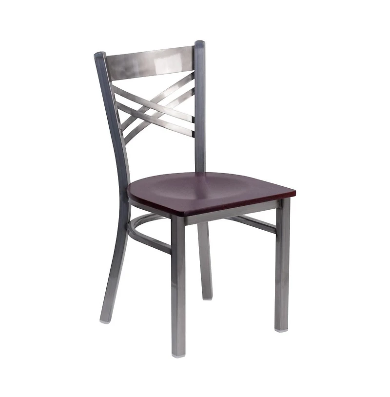 Emma+Oliver 2 Pack Clear Coated "X" Back Metal Restaurant Chair