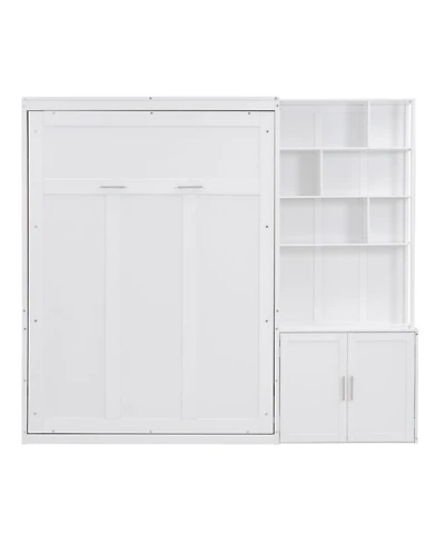 Boyel Living Full Size Murphy Bed with Multiple Storage Shelves and A Cabinet