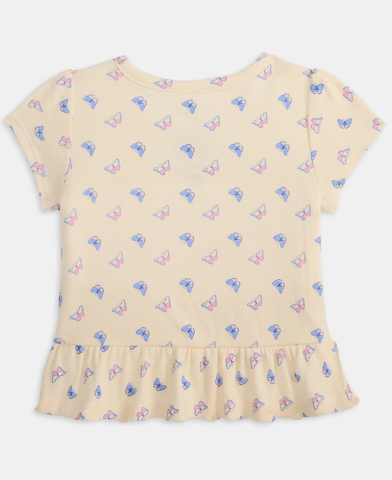 First Impressions Baby Girls' 3M-24M Mix and Match Butterfly-Print Peplum T-Shirt, Macy's Exclusive