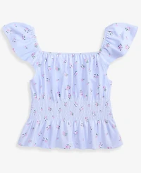 With Jules Girls' 7-16 Smocked Floral-Print Top