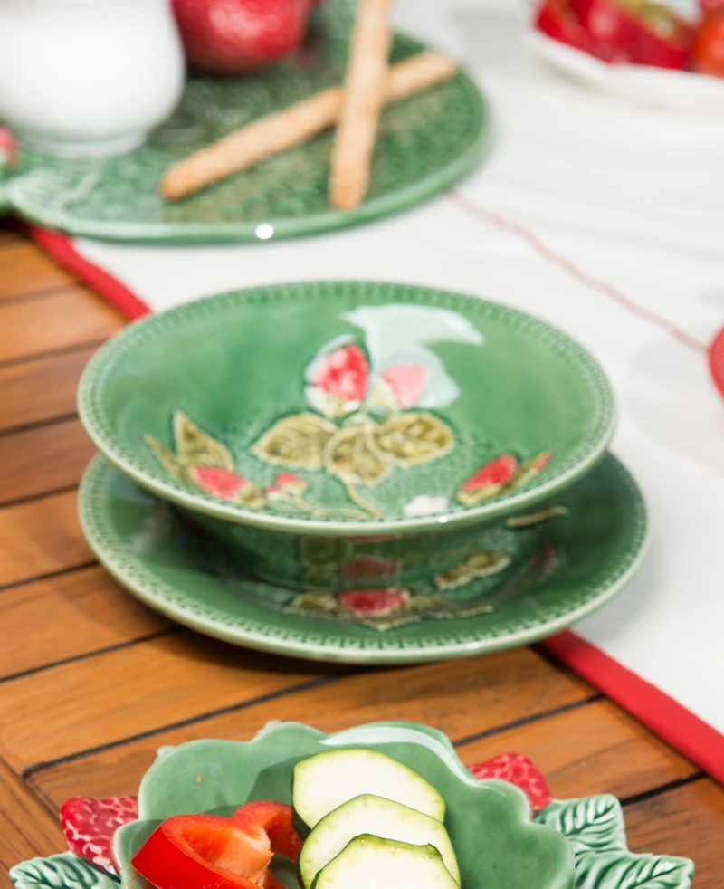 Bordallo Pinheiro Strawberries Fruit Plate, Set of 4