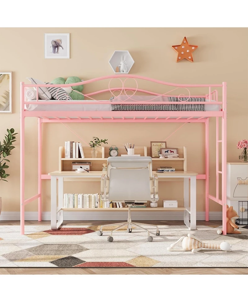 gaomon Twin Loft Bed with Adjustable Ladder & Full Safety Heavy-Duty Metal 400 Lbs No Box