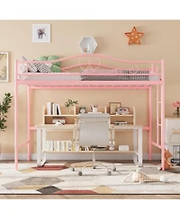 gaomon Twin Loft Bed with Adjustable Ladder & Full Safety Heavy-Duty Metal 400 Lbs No Box