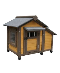 Aostirmotor Dog House with Lockable Ventilated Door in Dark yellow