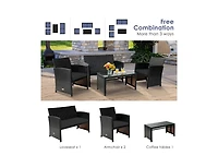 4 Pieces Patio Rattan Cushioned Furniture Set
