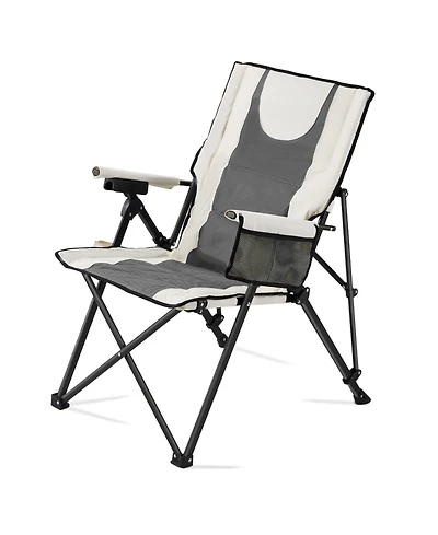 Mecale Folding Camping Chair, 3 Reclining Positions, High Back Padded Outdoor Chair with Armrest and Headrest, 260 lbs Capacity