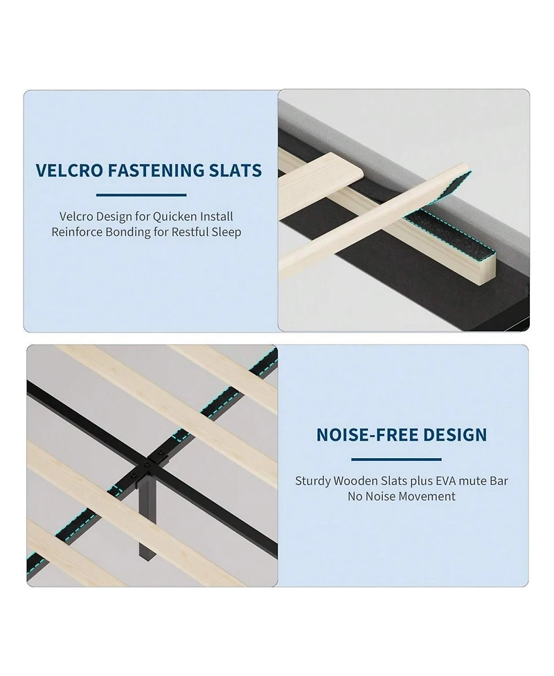 gaomon Upholstered Led Bed Frame with Headboard and Footboard Velvet Princess Platform Bedframe for Kids or Girls Wooden Slats Support No Box Spring