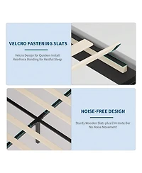 gaomon Upholstered Led Bed Frame with Headboard and Footboard Velvet Princess Platform Bedframe for Kids or Girls Wooden Slats Support No Box Spring