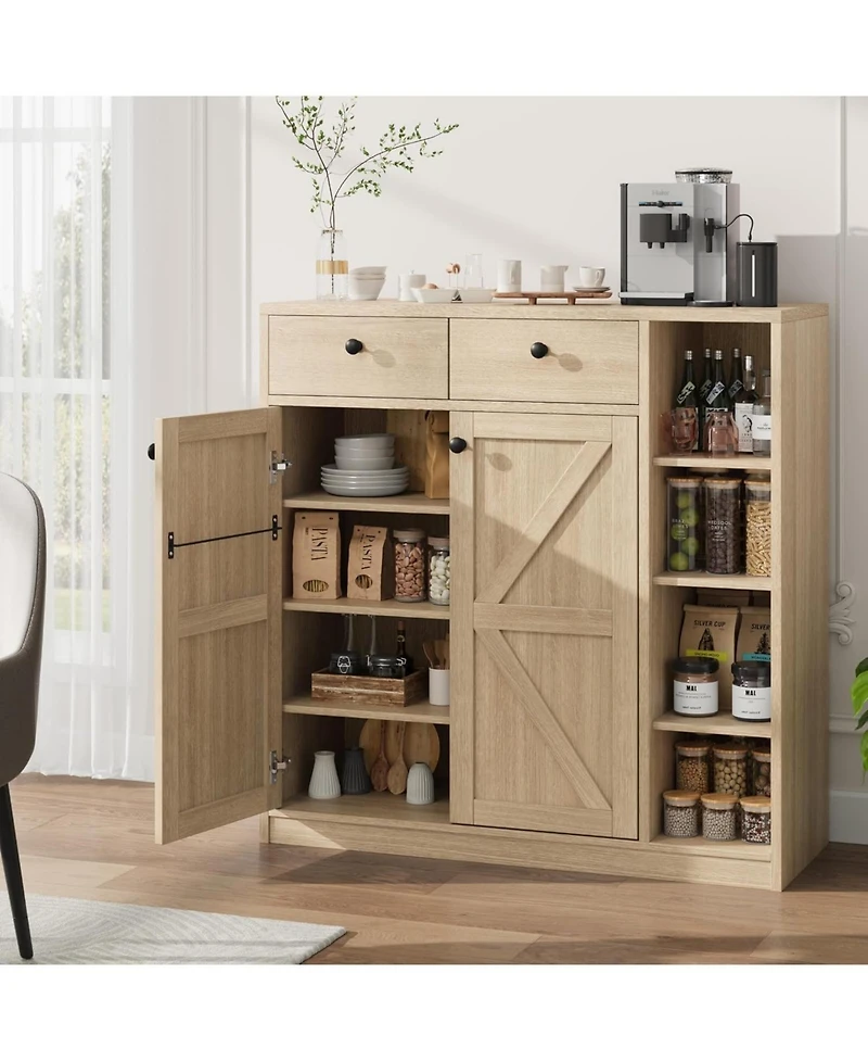 gaomon Shoe Storage Cabinet with Doors and Drawers, 42'' Tall Modern Shoe Cabinet with 3 Adjustable Shelves and Stable Base