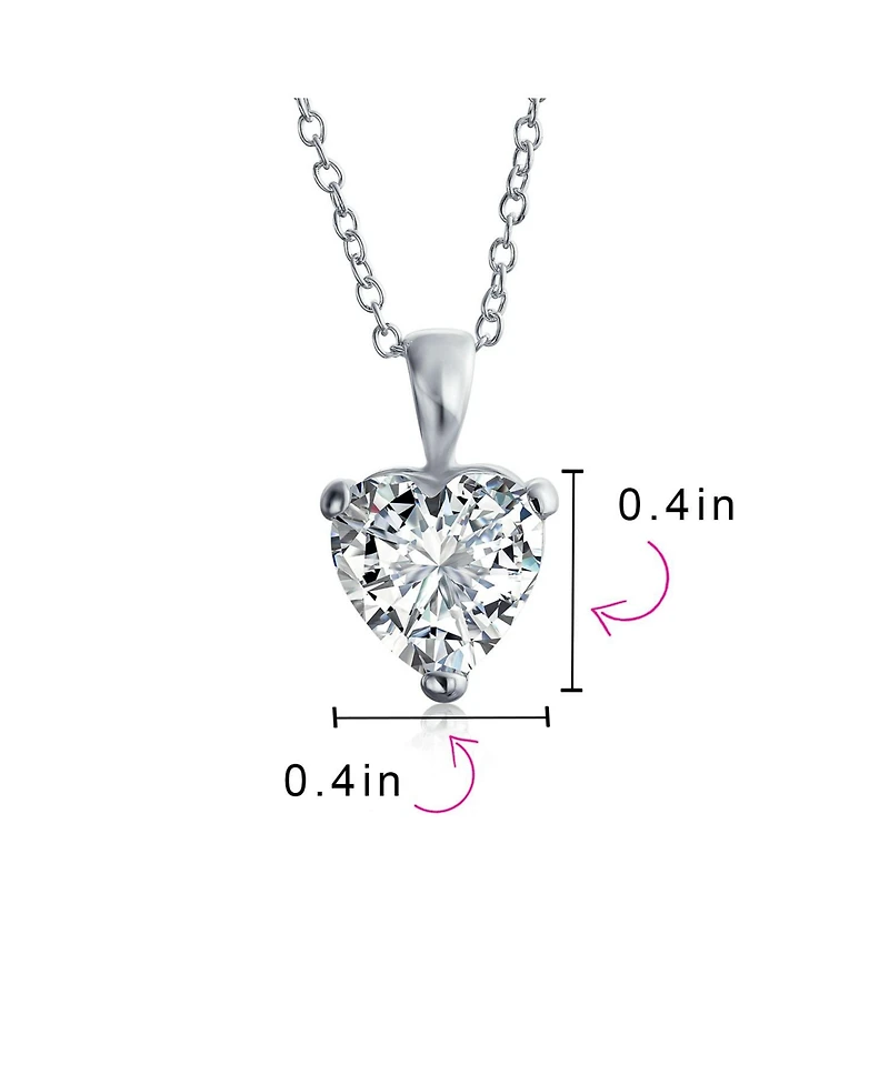 Bling Jewelry 5CT Cubic Zirconia Heart Shaped Solitaire Pendant Necklace .925 Sterling Silver
