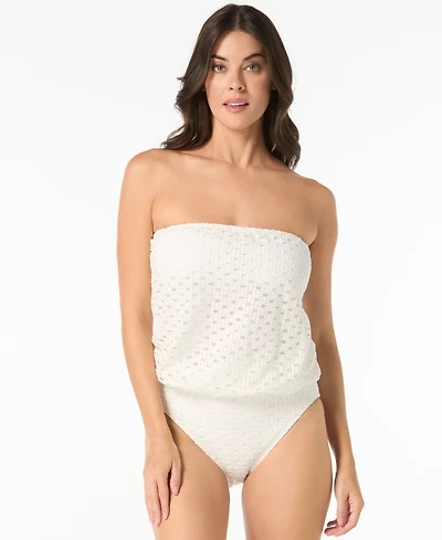 Carmen Marc Valvo Women's Crochet Pull-On Tankini Top