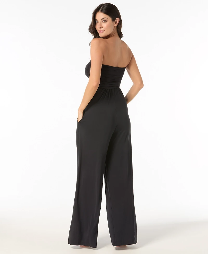 Carmen Marc Valvo Women's Beaded Detail Cover-Up Jumpsuit