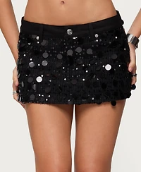 Edikted Women's Alenna Sequin Denim Mini Skort