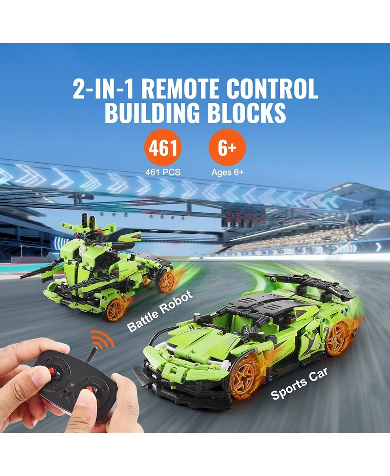 Hongge Stem Robot and Car Building Kit with Remote Control and Programming Features
