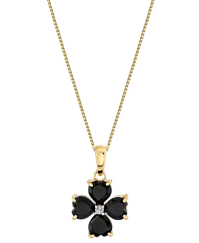 Macy's Onyx (1-3/4 ct. t.w.) & Diamond Accent Pendant Necklace in 10k Yellow Gold