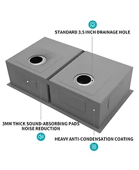 flynama 32x18x9inch Undermount Double Bowl Kitchen Sink 16 Gauge Stainless Steel 50 and 50 Split