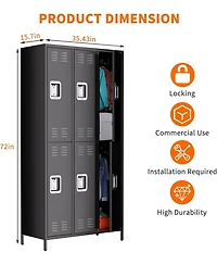 gaomon -Door Metal Office Storage Cabinet with 27 Hooks & 9 Shelves, 72" Tall Steel Lockers, Employee Locker Cabinet for Office, Gym
