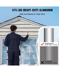 Mecale 12.5 ft Telescoping A-Frame Ladder, Aluminum Multi-Button Retraction, 375 lb Capacity, Stabilizer Bar, Lightweight Extension Ladder