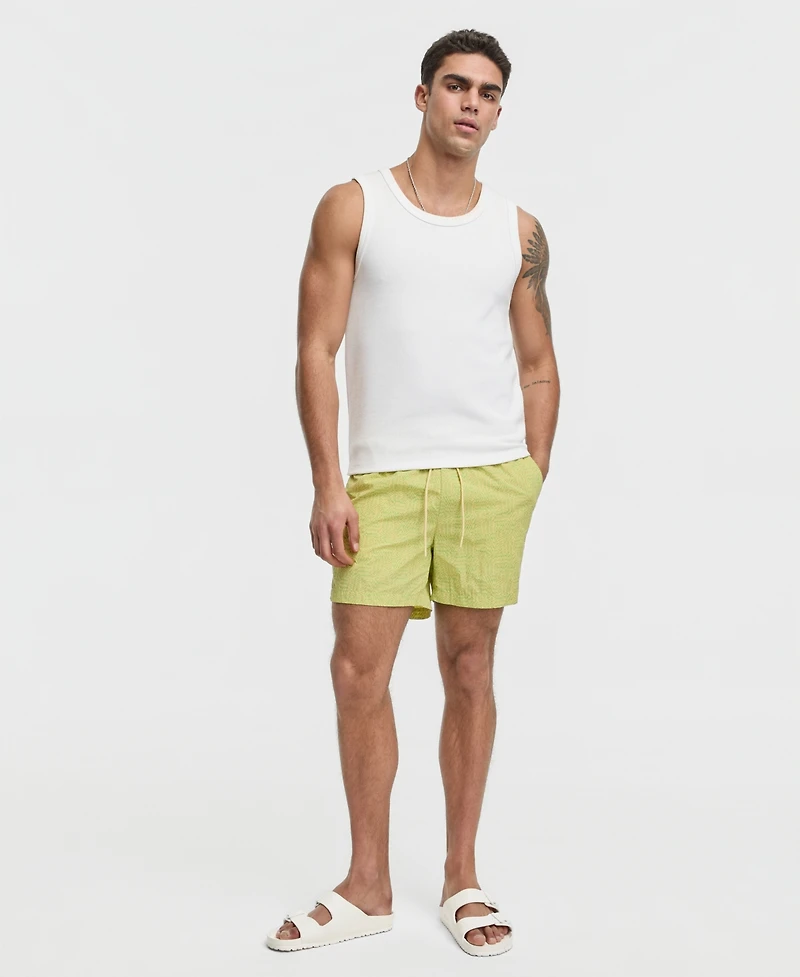 Mode of One Men's Zigzag Geo 5" Swim Trunks, Macy's Exclusive