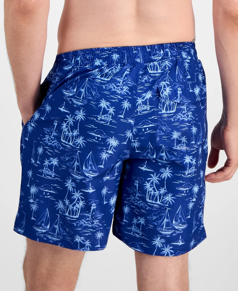 Club Room Men's Sail Toile Swim Trunks, Macy's Exclusive