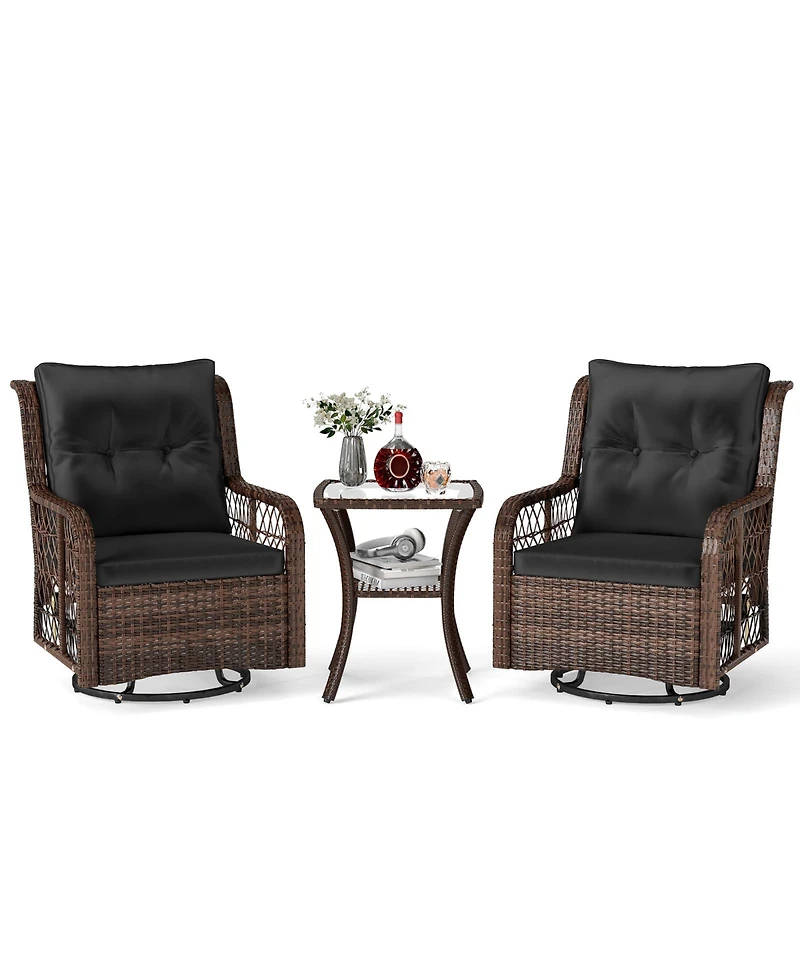 Slickblue Outdoor 3-Piece Furniture Set with Swivel Gliders and Side Table