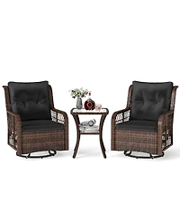 Slickblue Outdoor 3-Piece Furniture Set with Swivel Gliders and Side Table