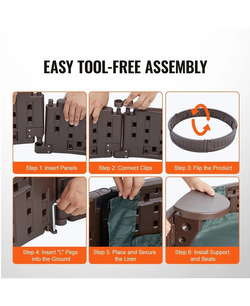Mecale Round Sandbox w/ Cover, 47.2" x 9.1", Hdpe w/ 3 Corner Seats & Bottom Liner, Ages 3-12
