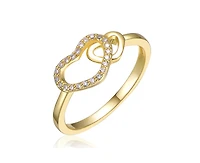 Rachel Glauber Timeless 14K Gold Plated Cubic Zirconia Two Hearts Ring