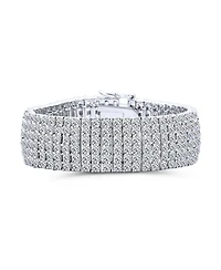 Bling Jewelry Special Occasion Jewelry Six Row Fashion Statement Cz Cubic Zirconia Wide Tennis Bracelet Silver Plated