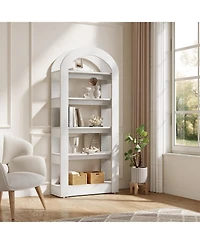 Tribesigns 5-Tier Bookshelf, Arch-Shaped Racks, Tall Standing Wooden Bookcase Display Shelf Modern Storage Solution