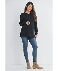 Hello Miz Maternity Crew Neck Side Zip Nursing Pullover Sweatshirts