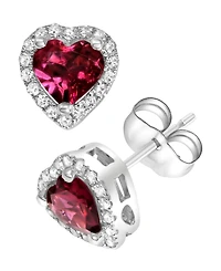 Macy's Rhodolite Garnet (1 ct. t.w.) & Diamond (1/8 ct. t.w.) Stud Earrings in 14k White Gold