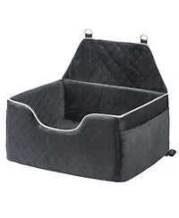 Cozito Dog Car Booster Seat w/ Storage Pocket & Safety Leash, Sponge Fill, Dog Car Bed for Medium/Large Dogs up to 55 lb, Black