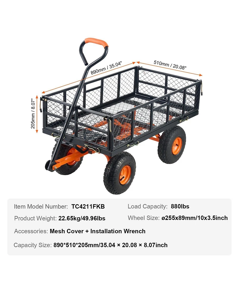 Mecale Garden Dump Cart, Dual-Function Handle, lb Load Capacity