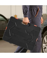 Mecale 225-Piece Socket & Ratchet Set, 1/4" 3/8" 1/2" Drive Sae & Metric, Deep & Shallow, Bits, Accessories, Case, Cr-v