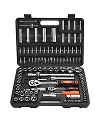 Mecale 108-Piece Socket & Ratchet Set, 1/4" & 1/2" Drive Metric 4–32mm, Bits & Accessories, Storage Case, Cr-v Alloy Steel