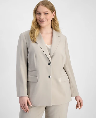 Anne Klein Plus Notched Collar Two-Button Blazer