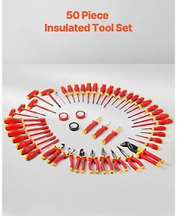 Mecale 50-Piece Insulated Screwdriver Set, 1000V Electrician Tool Kit with Magnetic Tips, T-Handle Hex Wrench & Voltage Tester
