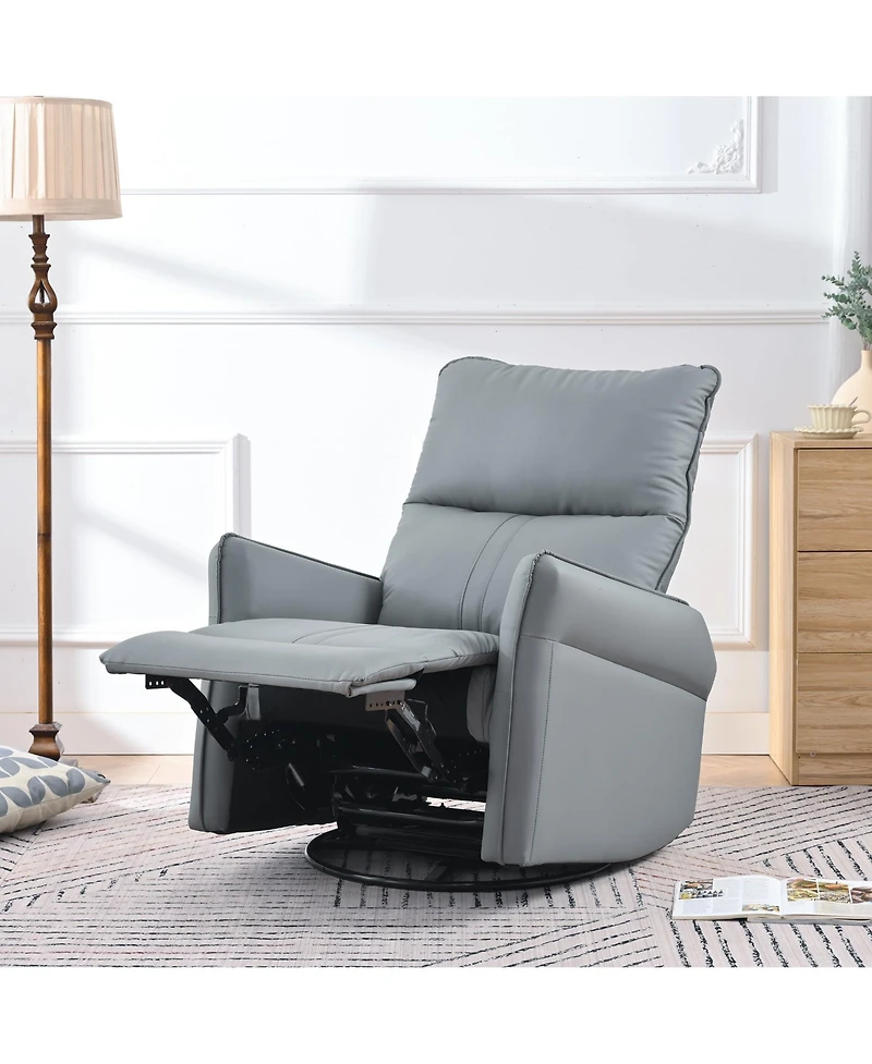 Clihome 360 Swivel Recliner Chair, Manual Rocker with Extendable Footrest & Side Pockets