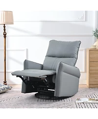 Clihome 360 Swivel Recliner Chair, Manual Rocker with Extendable Footrest & Side Pockets