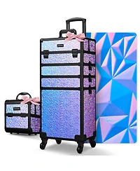 Byootique Makeup Train Case Kit with Cube Case Cosmetic Organizer Mermaid Purple