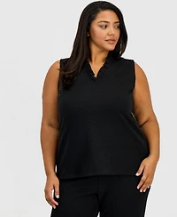 Anne Klein Plus Ruffled V-Neck Sleeveless Top