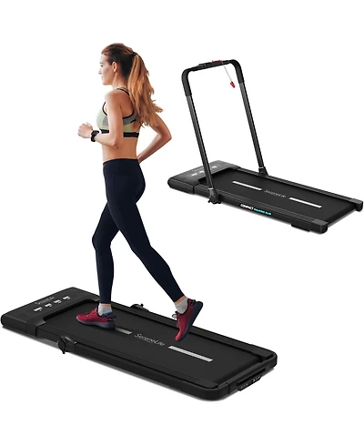 SereneLife 2-in-1 Foldable Treadmill & Walking Pad, 2.5 Hp Motor, 7.6 Mph Max Speed, Remote Control, App Support